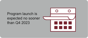 Program launch is expected no sooner than Q4 2023 / Q1 2024