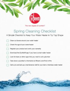 rheem water heater spring cleaning checklist
