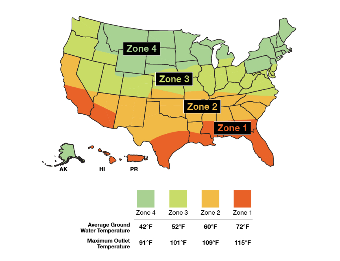 US Ground Water Temperature Map