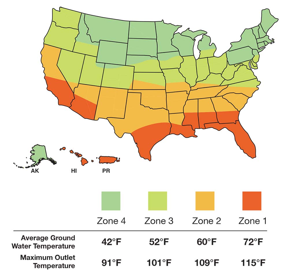 US Ground Water Temperature Map